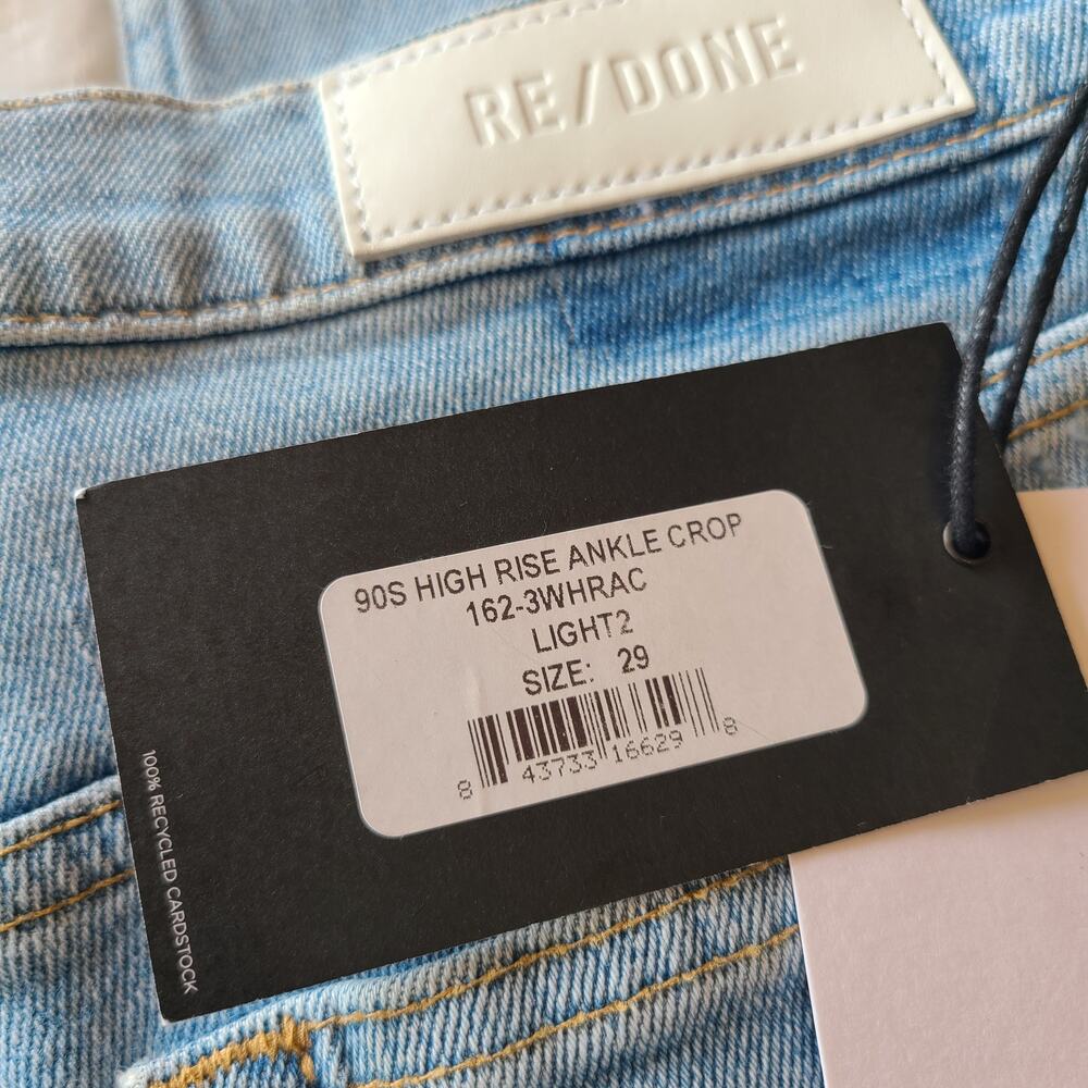 Re/Done Levi's Jean 90's High Rise Ankle Crop Skinny Y2K 29 NWT Anthropologie - Picture 3 of 5
